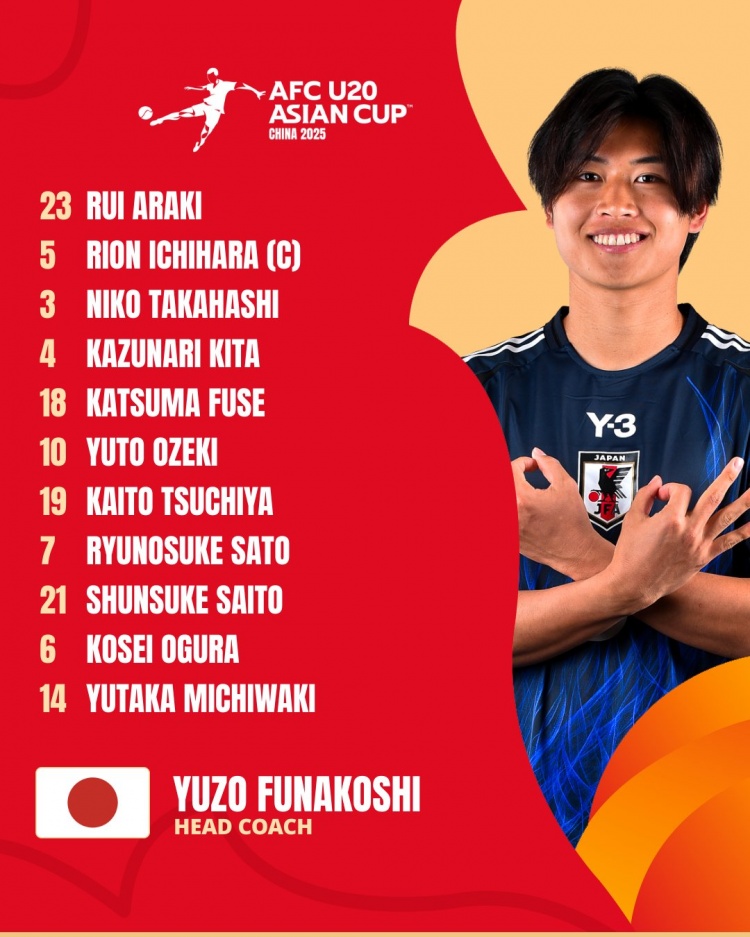  日本U20vs敘利亞U20首發(fā):高橋仁胡、佐藤龍之介出戰(zhàn) 高岡伶颯替補(bǔ)