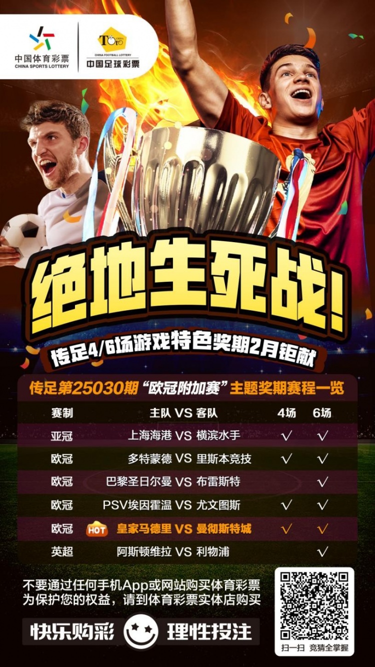  絕地生死戰(zhàn)！傳足特色獎期第25030期聚焦歐冠附加賽