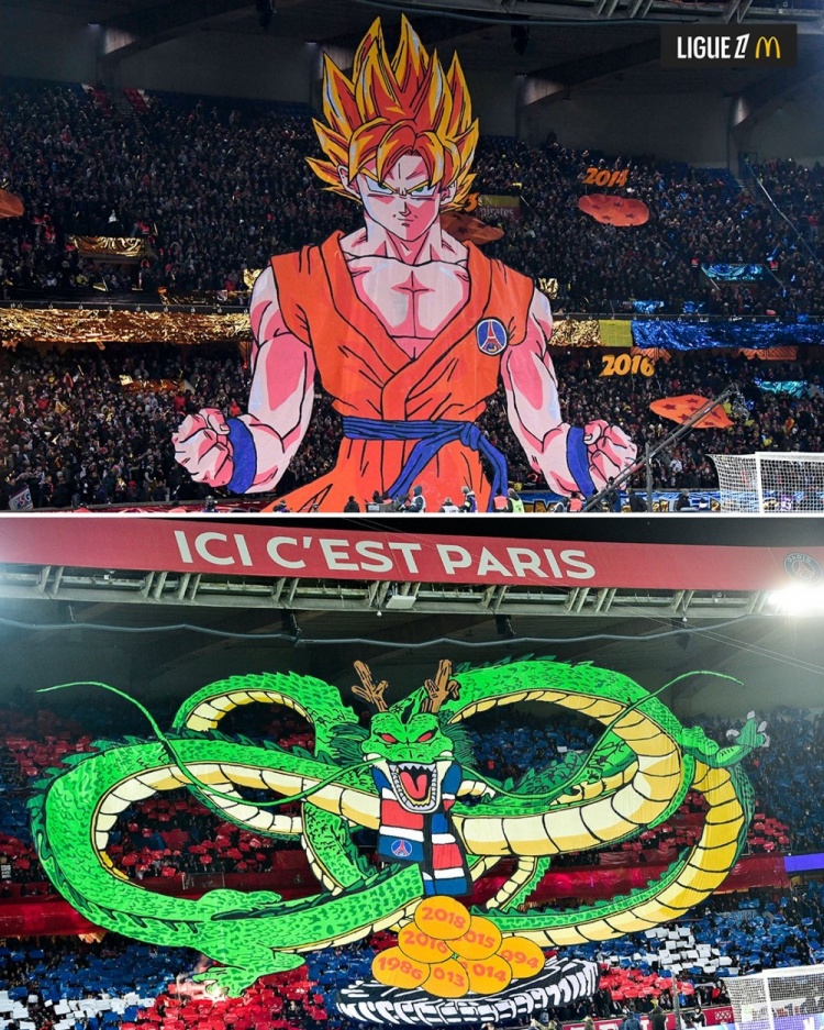  逝世一周年，法甲官推曬昔日巴黎主場龍珠TIFO：鳥山明經(jīng)典永存