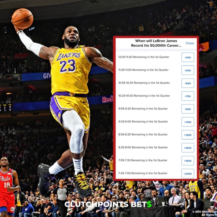  僅差1分！詹姆斯今日何時破五萬分賠率：開場30秒內(nèi)最被看好