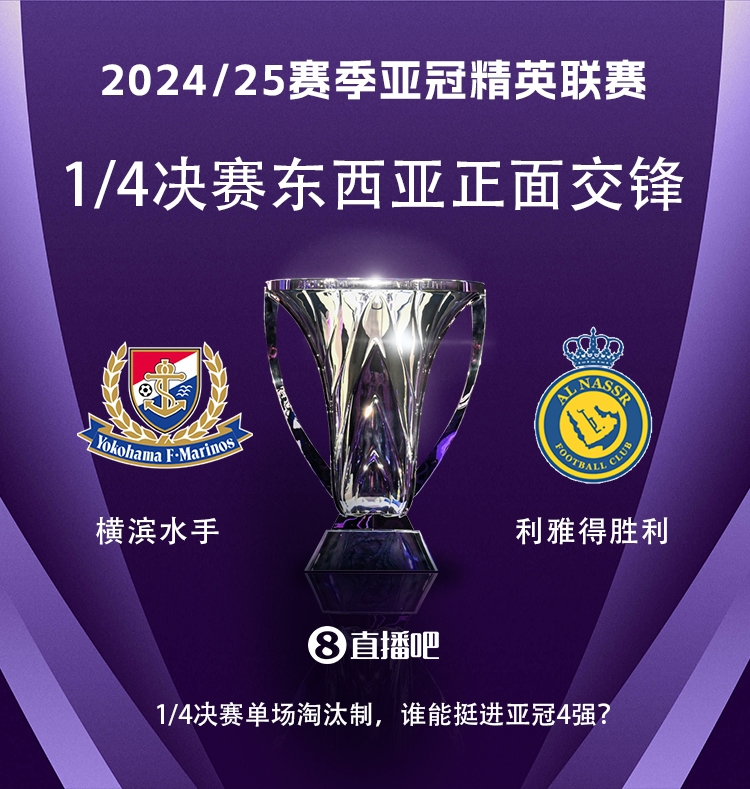  亞冠1/4決賽對陣：利雅得勝利vs橫濱水手，C羅vs安德森-洛佩斯！