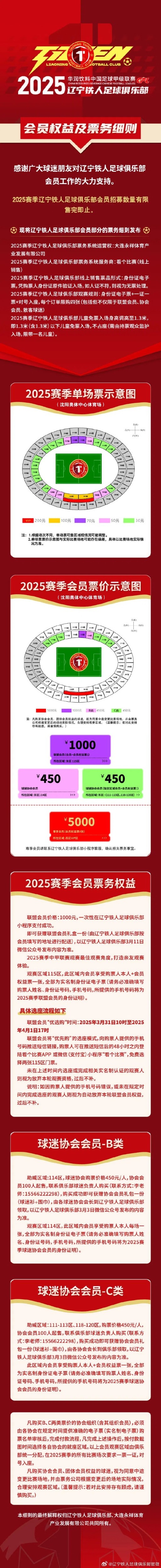  2025賽季遼寧鐵人會員權(quán)益及票務細則